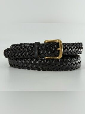 GAP Vintage Black Leather Braided Belt L 38